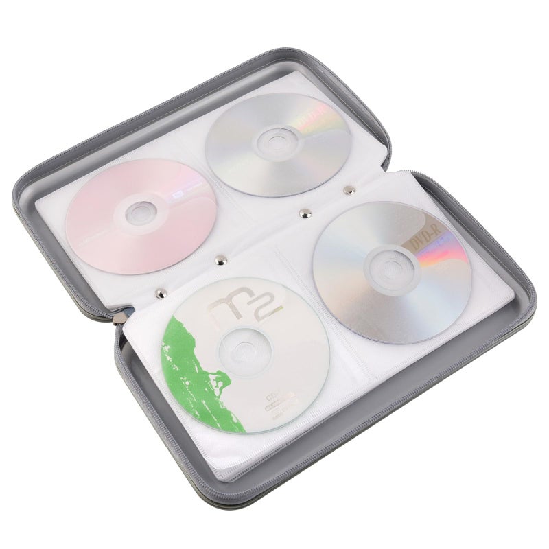 alavisxf xx CD Holder, 72 Capacity CD/DVD Case Holder Portable Wallet Storage Organizer Hard Plastic Protective Storage Holder for Car Travel(72 Capacity, Grey 72) - Image 3